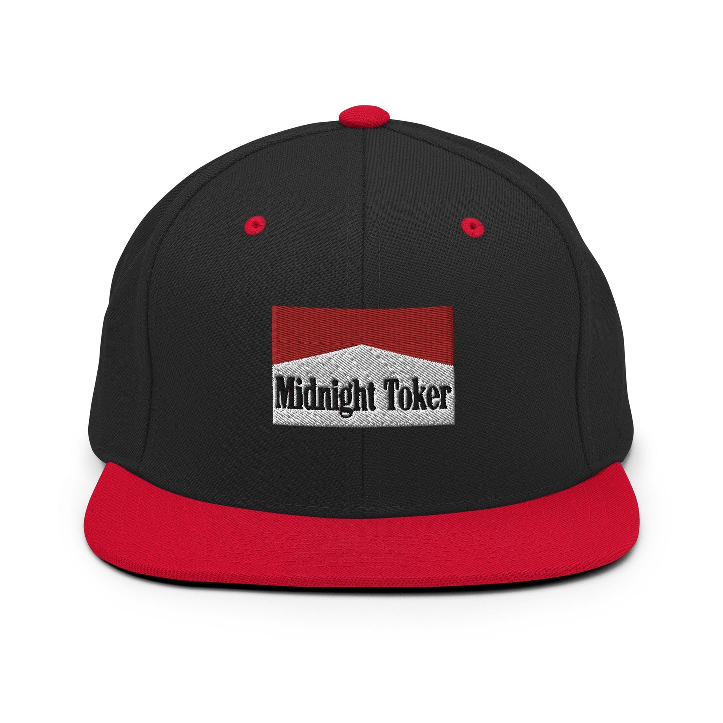 Midnight Toker Bill Brim Snapback Hat Black Red