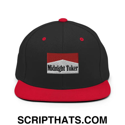 Midnight Toker Bill Brim Snapback Hat Black Red