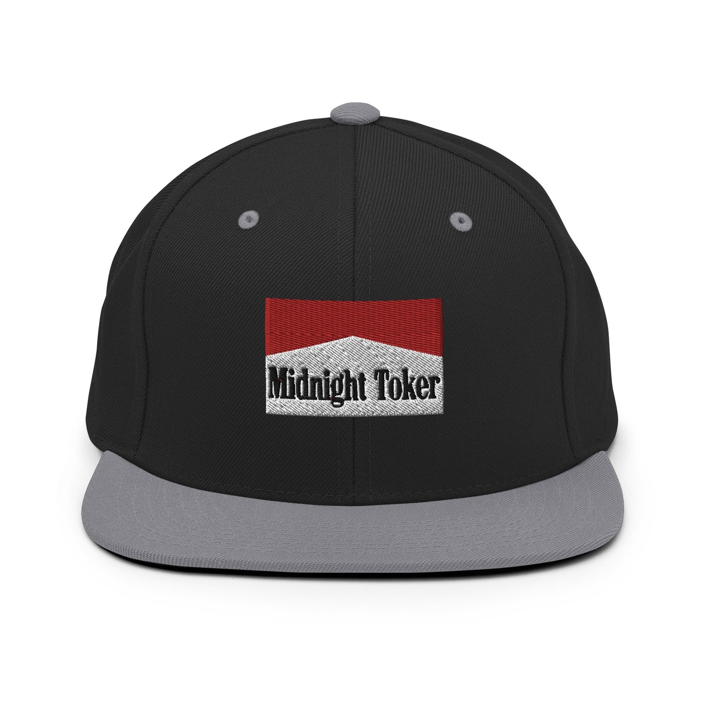 Midnight Toker Bill Brim Snapback Hat Black Silver