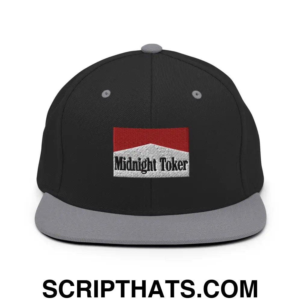 Midnight Toker Bill Brim Snapback Hat Black Silver