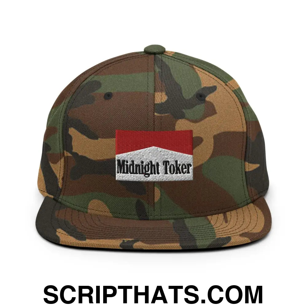 Midnight Toker Bill Brim Snapback Hat Green Camo