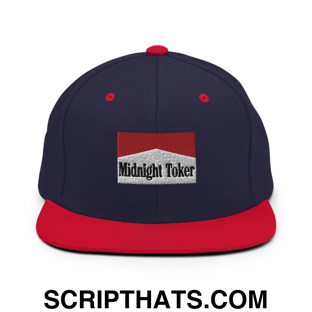 Midnight Toker Bill Brim Snapback Hat Navy Red