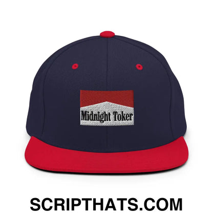 Midnight Toker Bill Brim Snapback Hat Navy Red