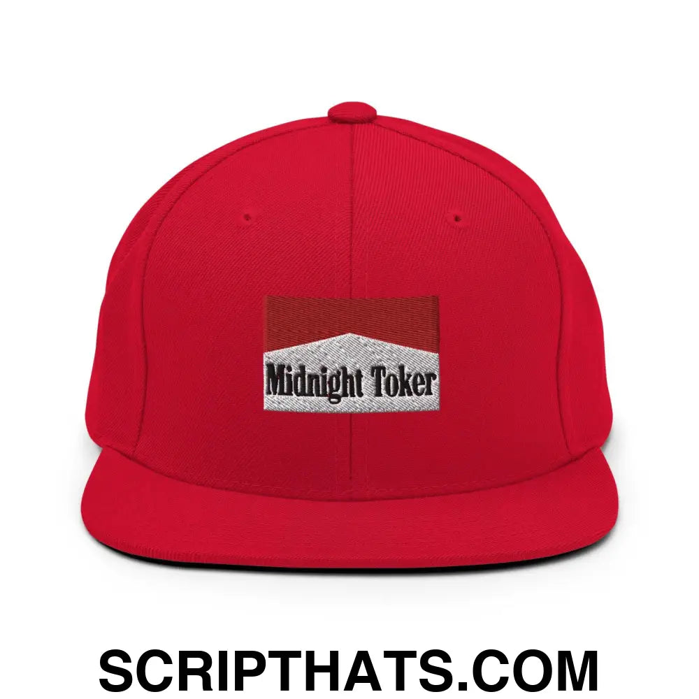 Midnight Toker Bill Brim Snapback Hat Red