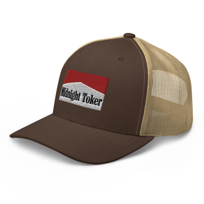 Midnight Toker Retro Trucker Hat Brown Khaki