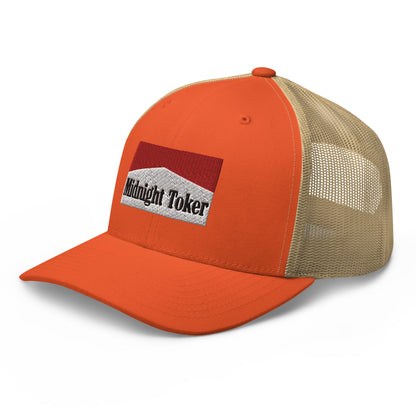 Midnight Toker Retro Trucker Hat Rustic Orange Khaki