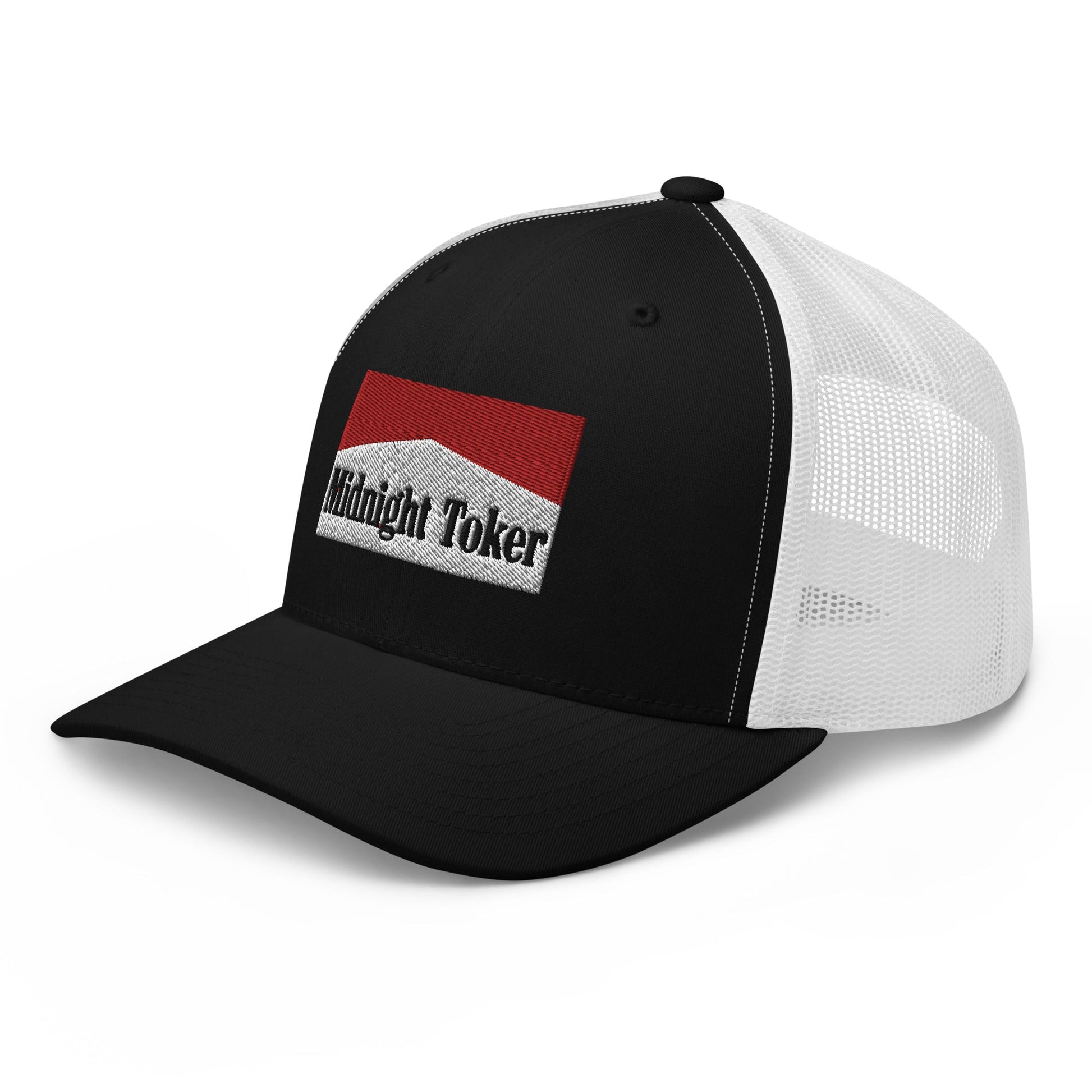 Midnight Toker Retro Trucker Hat Black White