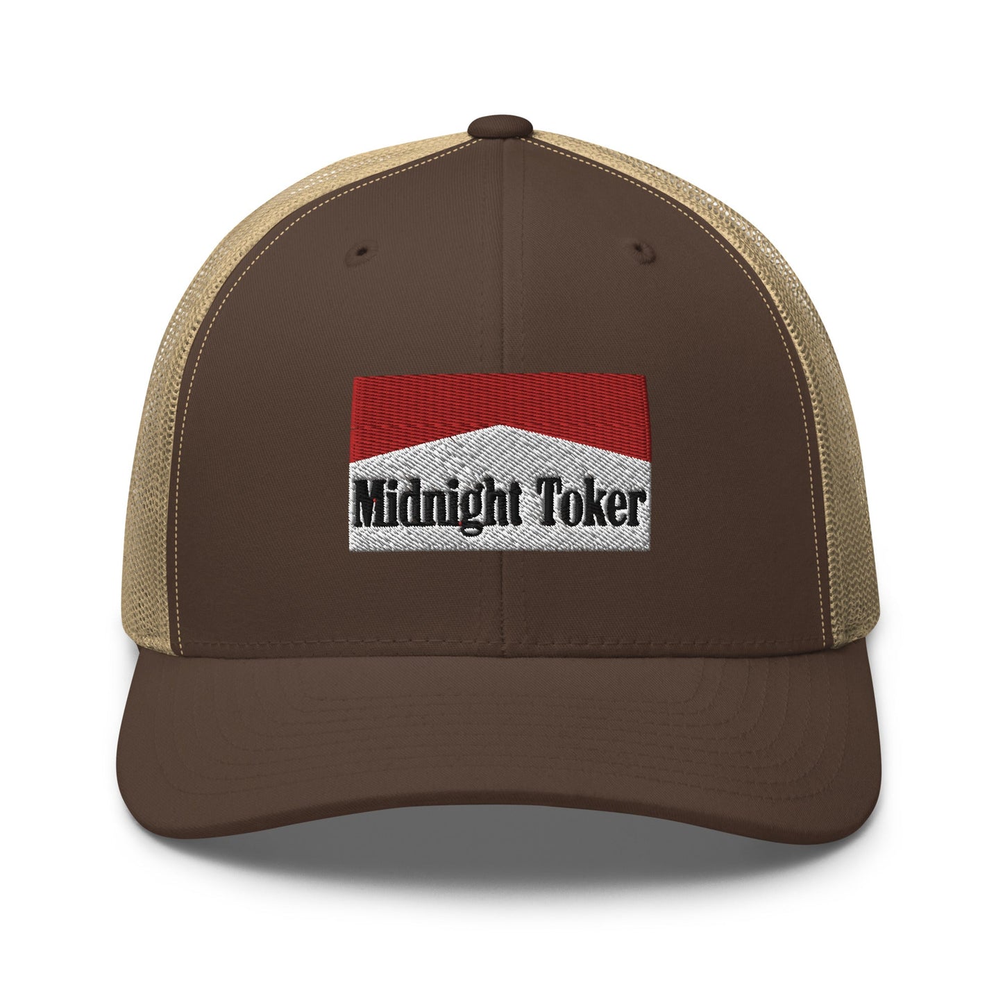 Midnight Toker Retro Trucker Hat Brown Khaki