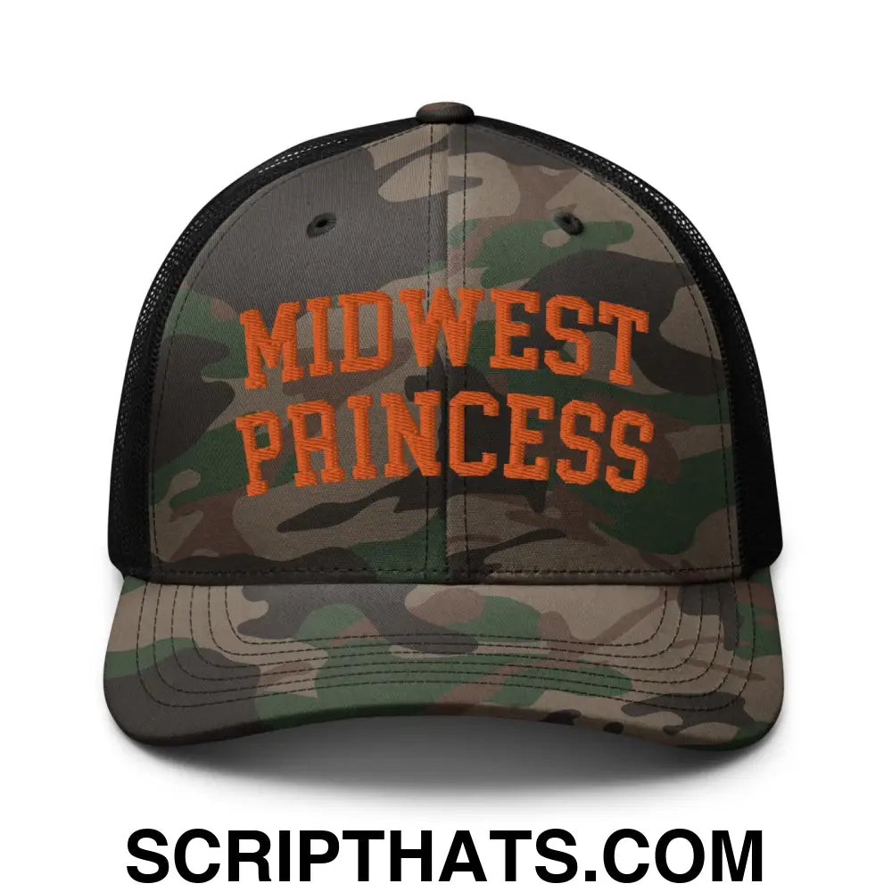 Midwest Princess Orange Camouflage Trucker Hat Camo Black