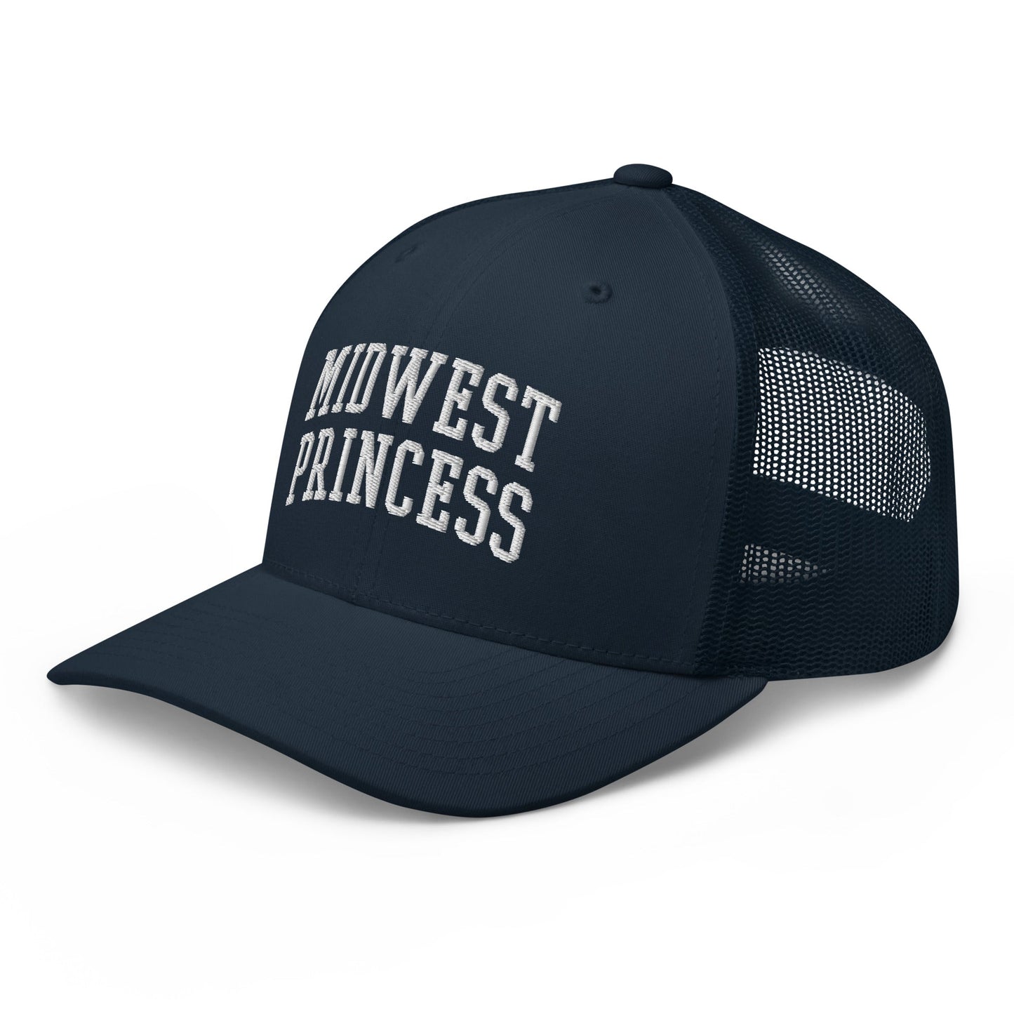 Midwest Princess Varsity Letterman Block Retro Trucker Hat Navy