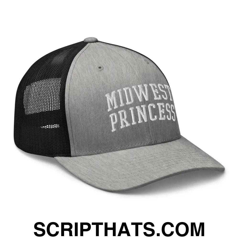 Midwest Princess Varsity Letterman Block Retro Trucker Hat Heather Black