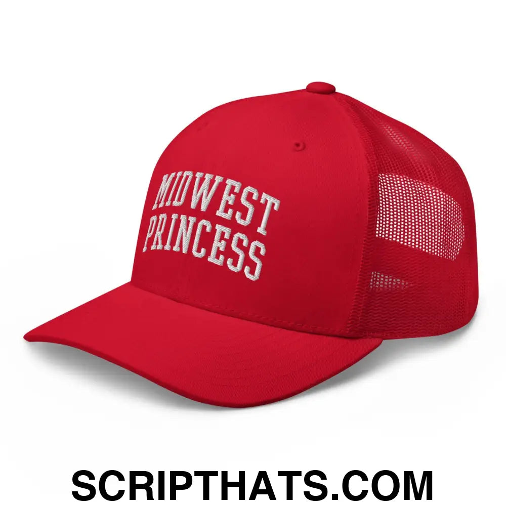 Midwest Princess Varsity Letterman Block Retro Trucker Hat Red