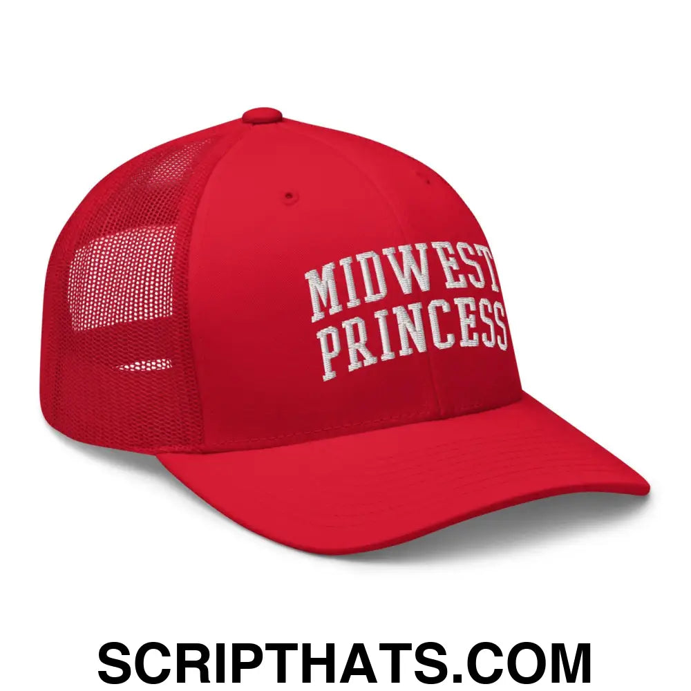 Midwest Princess Varsity Letterman Block Retro Trucker Hat Red