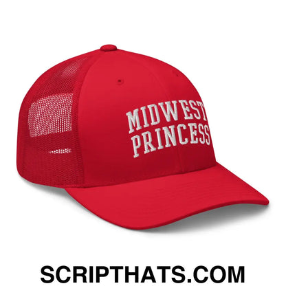 Midwest Princess Varsity Letterman Block Retro Trucker Hat Red