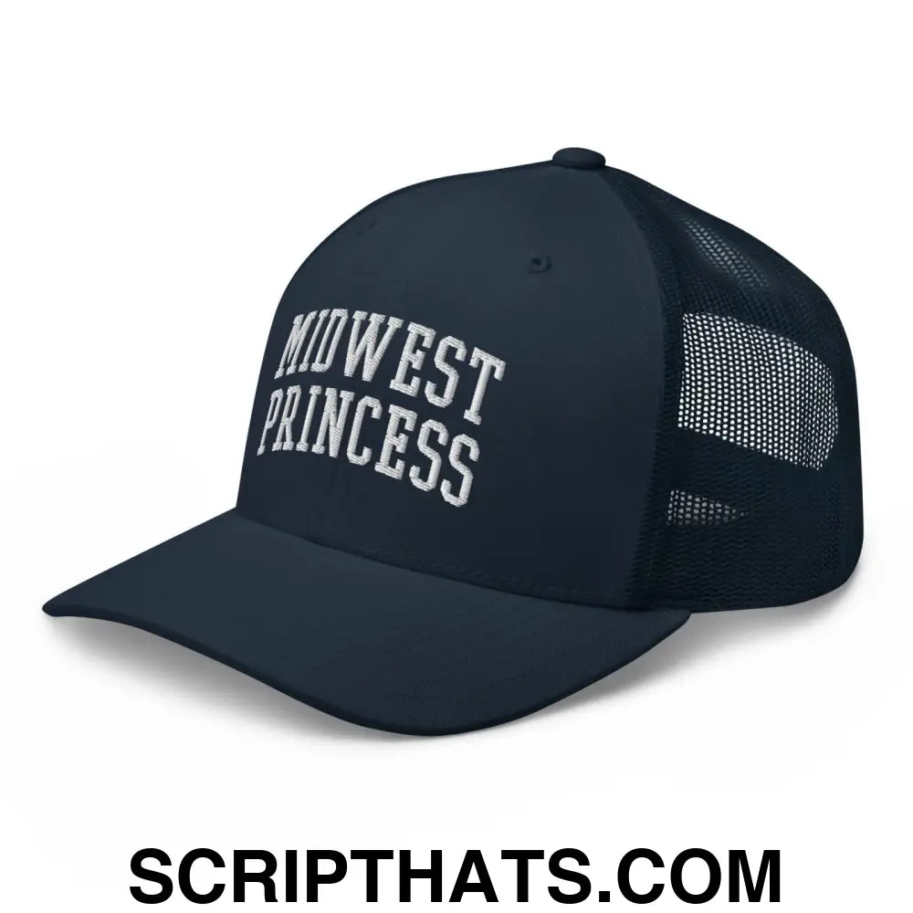 Midwest Princess Varsity Letterman Block Retro Trucker Hat Navy