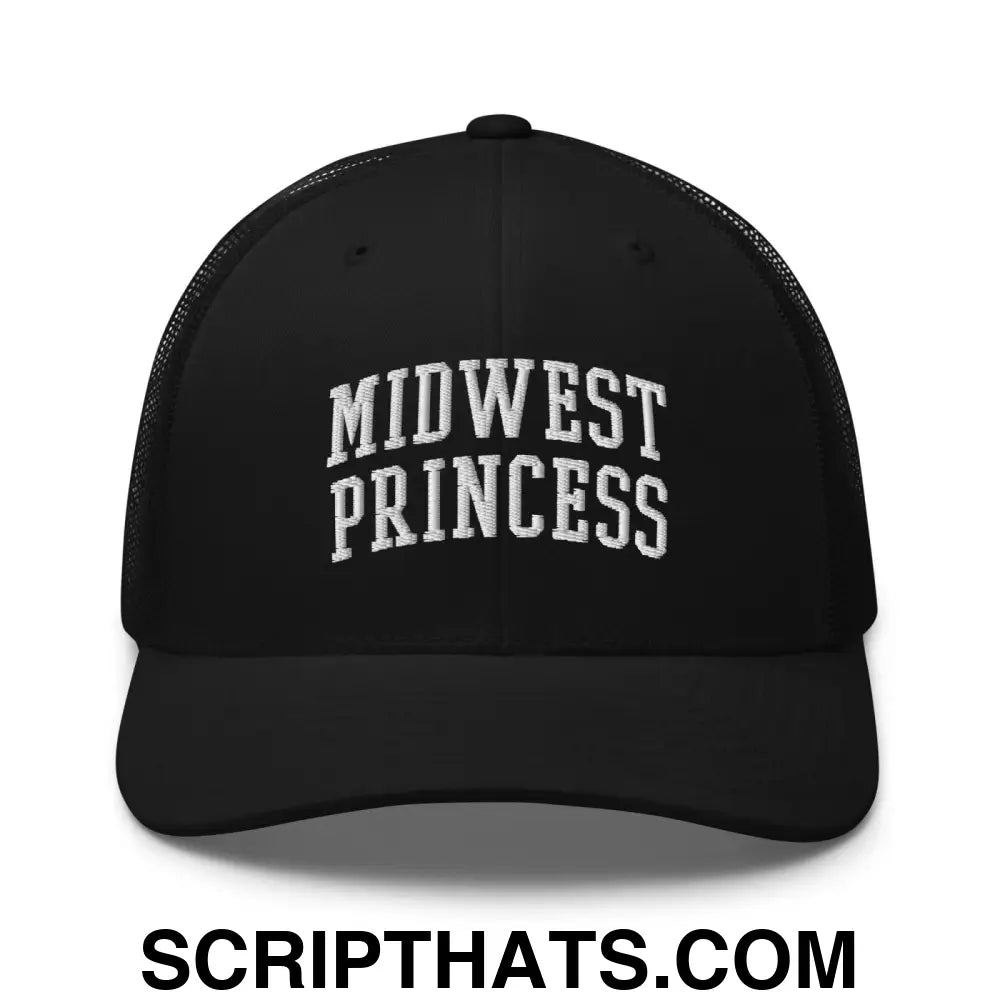 Midwest Princess Varsity Letterman Block Retro Trucker Hat Black