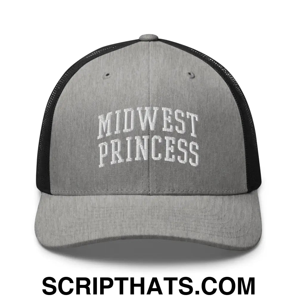 Midwest Princess Varsity Letterman Block Retro Trucker Hat Heather Black