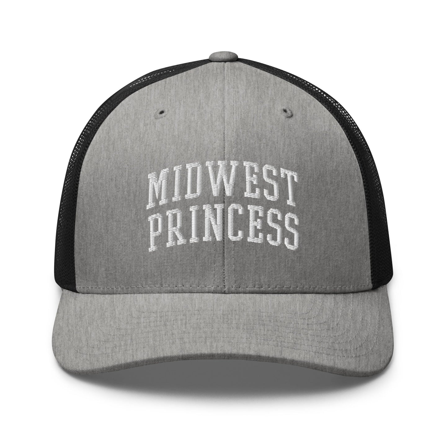 Midwest Princess Varsity Letterman Block Retro Trucker Hat Heather Black