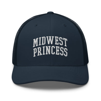 Midwest Princess Varsity Letterman Block Retro Trucker Hat Navy