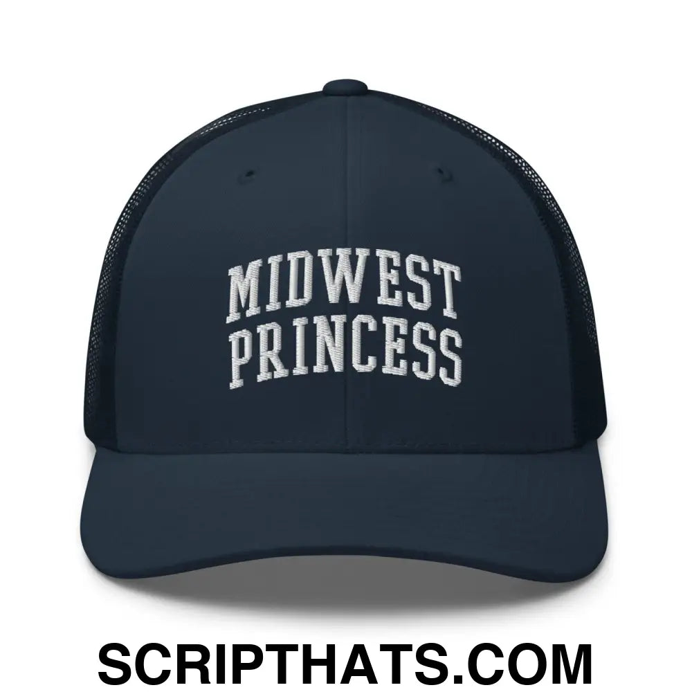 Midwest Princess Varsity Letterman Block Retro Trucker Hat Navy