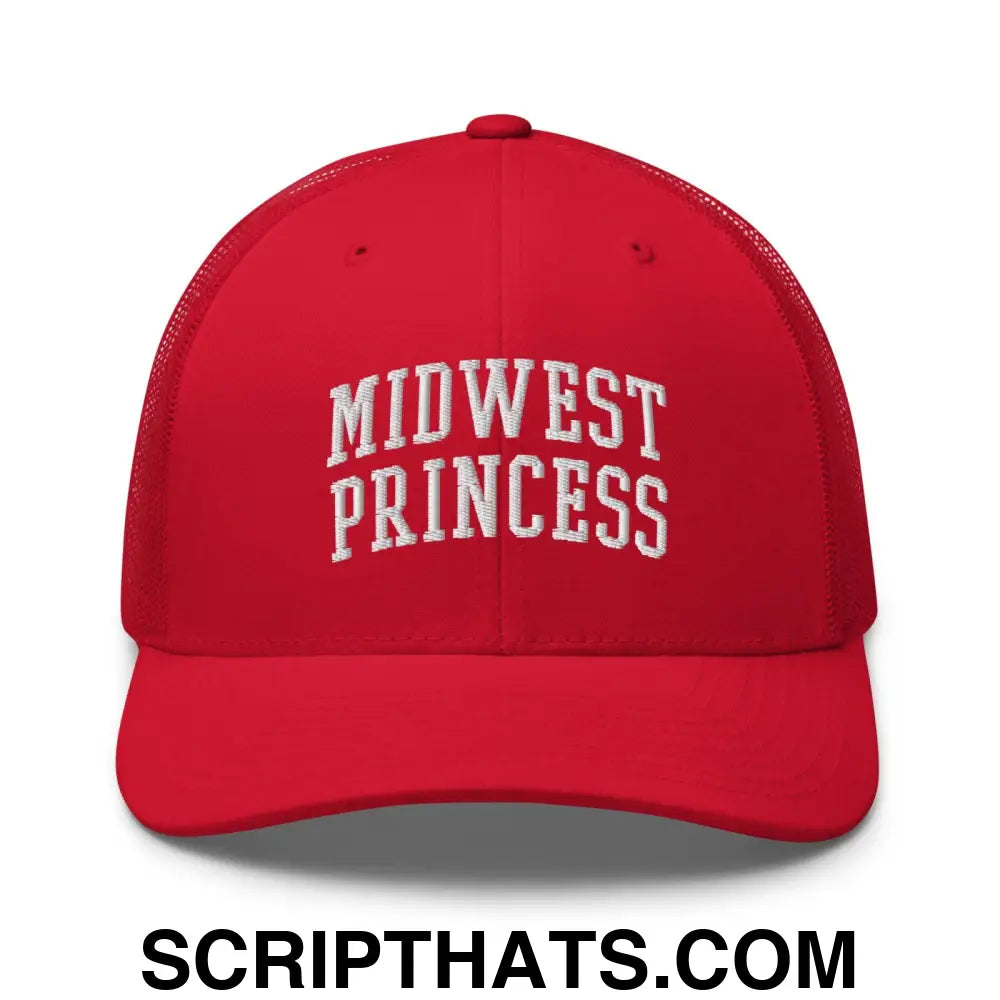 Midwest Princess Varsity Letterman Block Retro Trucker Hat Red