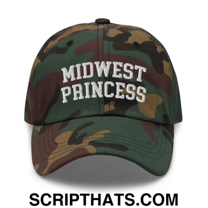 Midwest Princess Varsity Letterman Dad Hat Green Camo