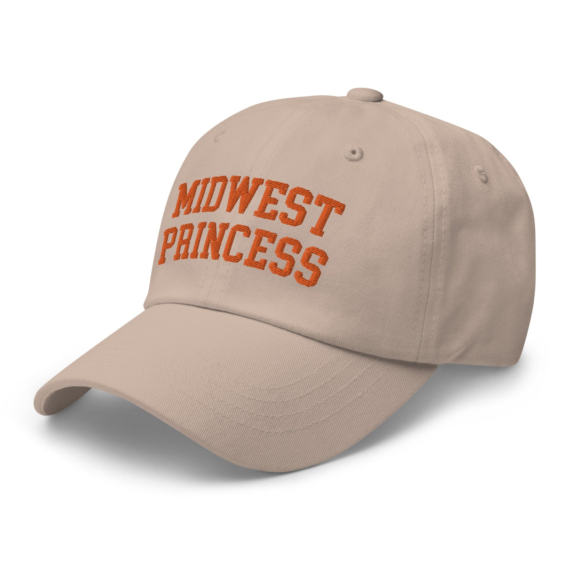 Midwest Princess Varsity Letterman Dad Hat Orange Stone