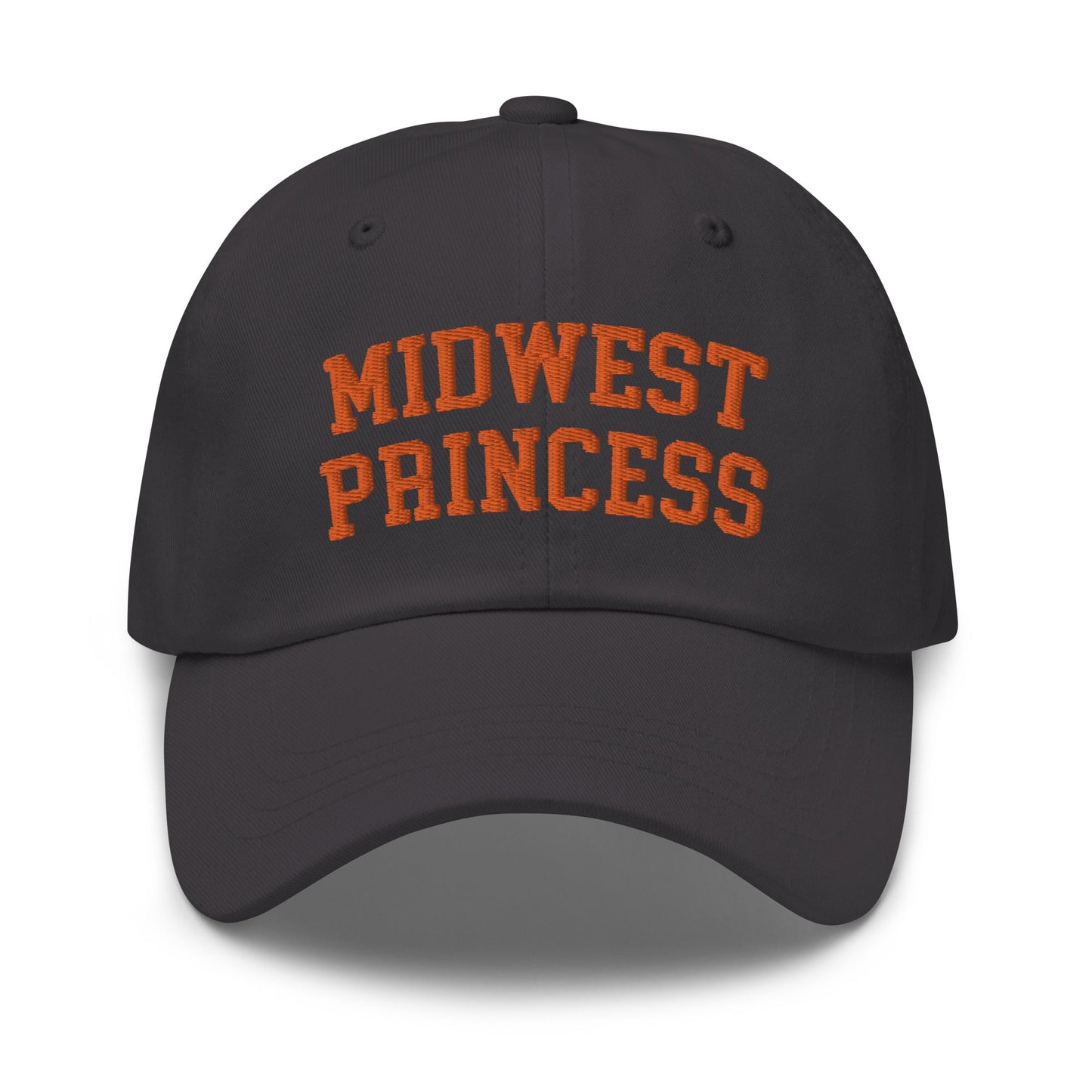 Midwest Princess Varsity Letterman Dad Hat Orange Dark Grey