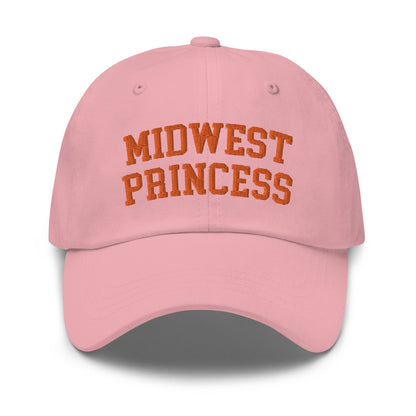 Midwest Princess Varsity Letterman Dad Hat Orange Pink