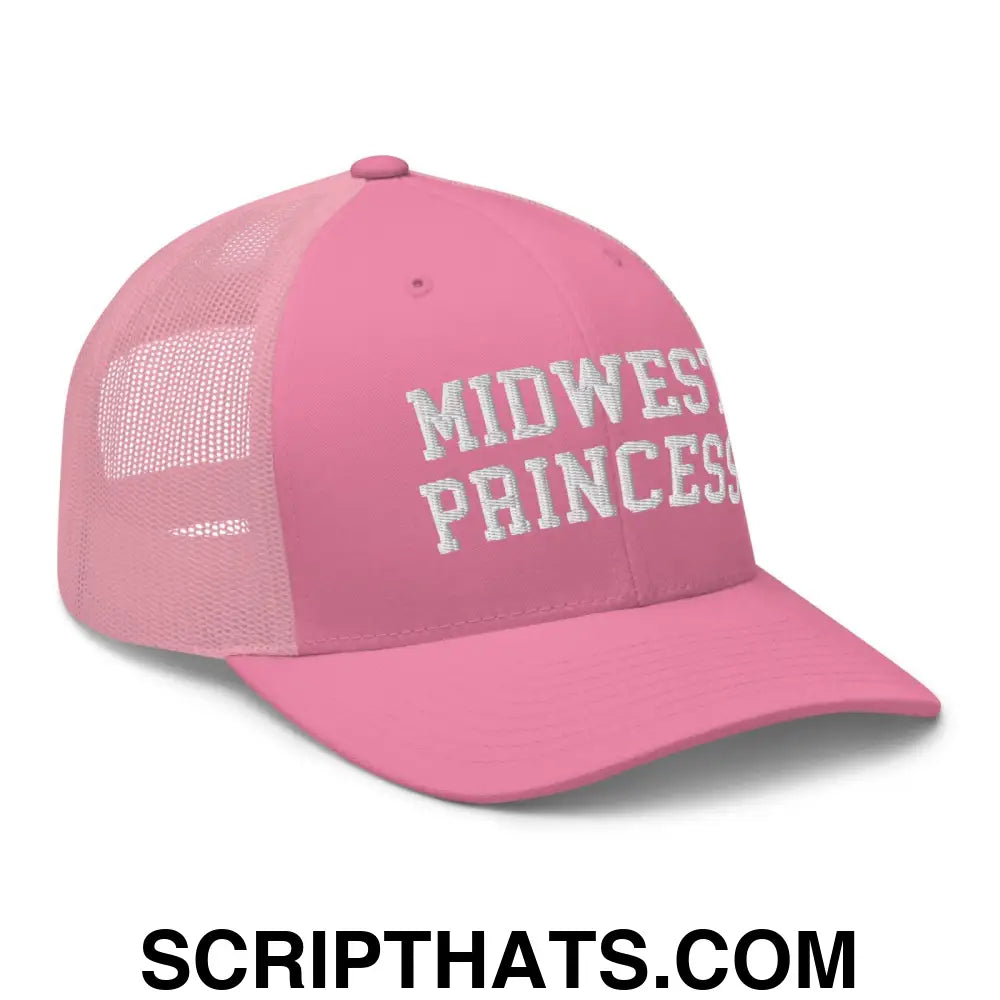 Midwest Princess Varsity Letterman Retro Trucker Hat Pink