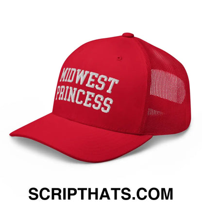 Midwest Princess Varsity Letterman Retro Trucker Hat Red