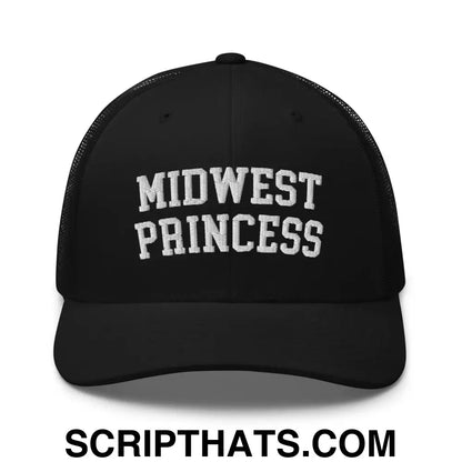 Midwest Princess Varsity Letterman Retro Trucker Hat Black