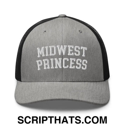 Midwest Princess Varsity Letterman Retro Trucker Hat Heather Black