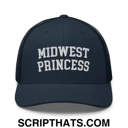 Midwest Princess Varsity Letterman Retro Trucker Hat Navy