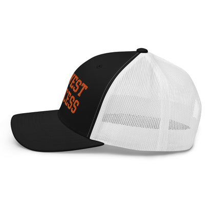 Midwest Princess Varsity Letterman Retro Trucker Hat Orange Black White