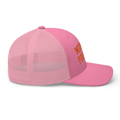 Midwest Princess Varsity Letterman Retro Trucker Hat Orange Pink