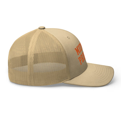 Midwest Princess Varsity Letterman Retro Trucker Hat Orange Khaki