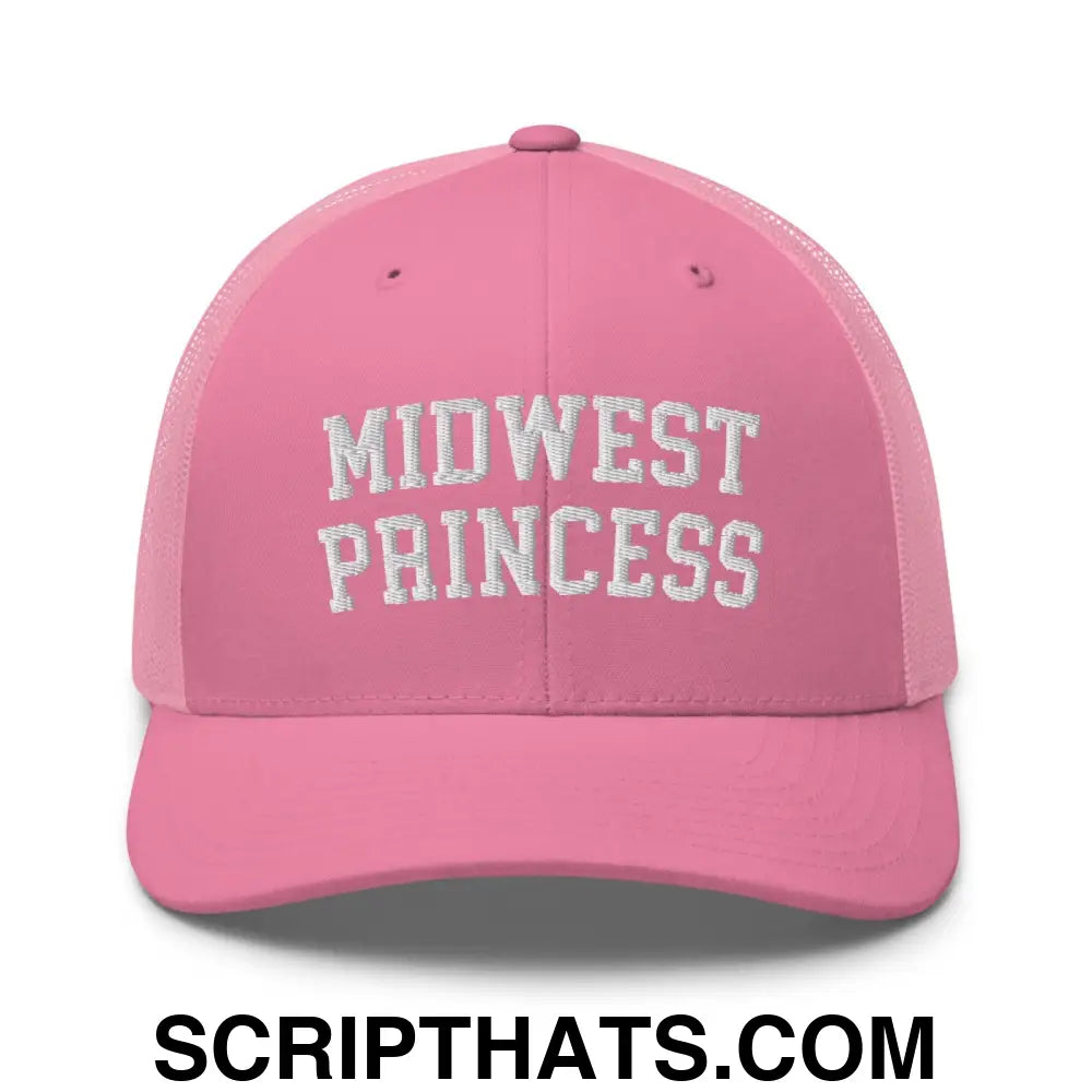 Midwest Princess Varsity Letterman Retro Trucker Hat Pink