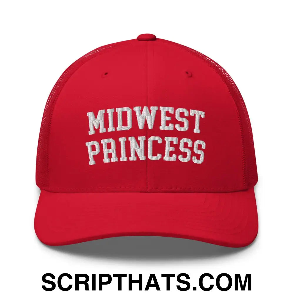 Midwest Princess Varsity Letterman Retro Trucker Hat Red