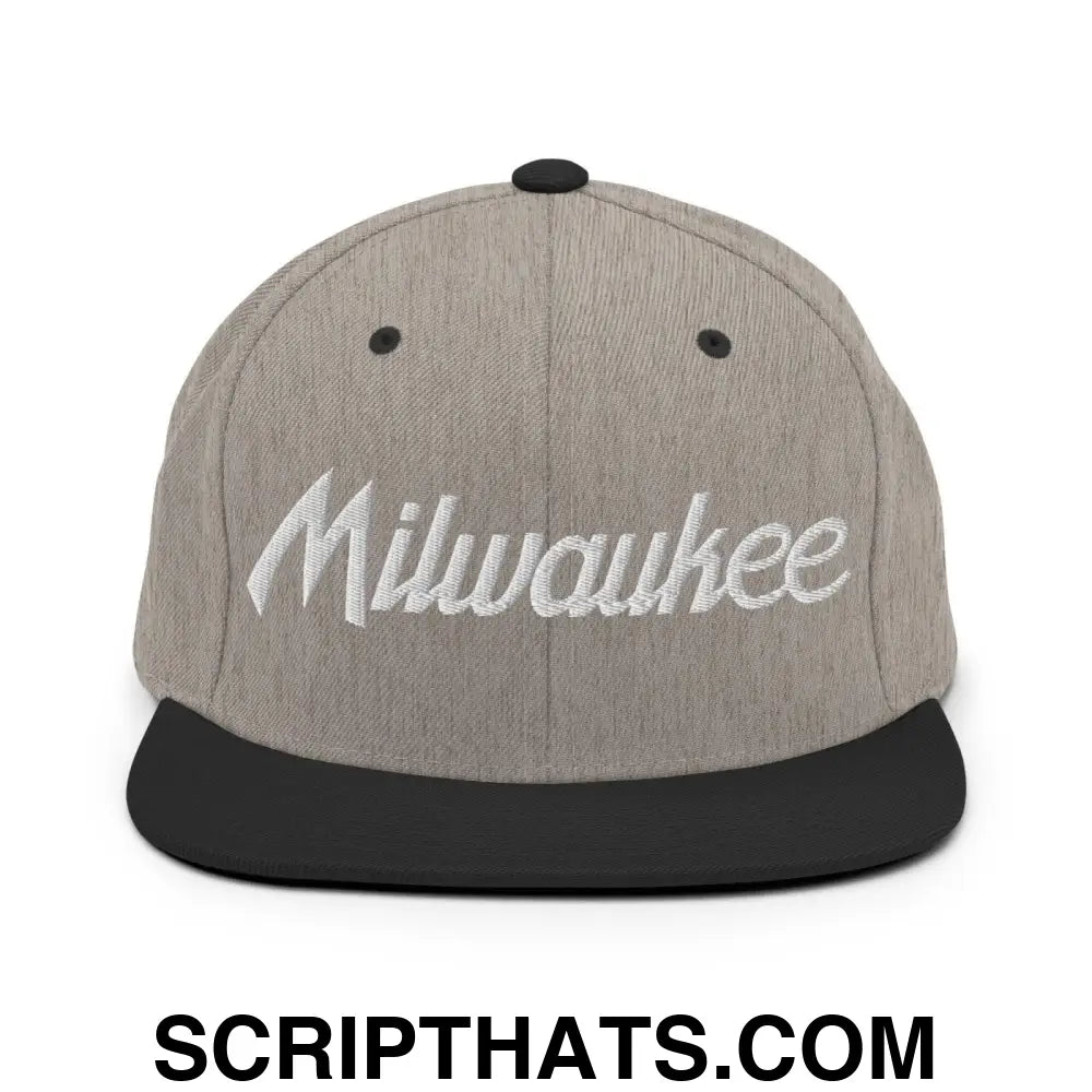 Milwaukee Script Snapback Hat Heather Black