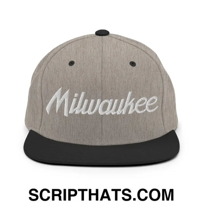 Milwaukee Script Snapback Hat Heather Black