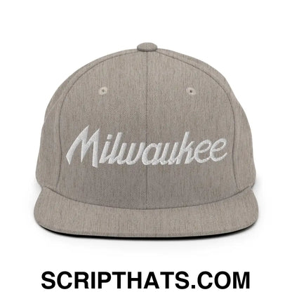 Milwaukee Script Snapback Hat Heather Grey