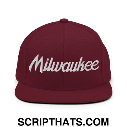 Milwaukee Script Snapback Hat Maroon