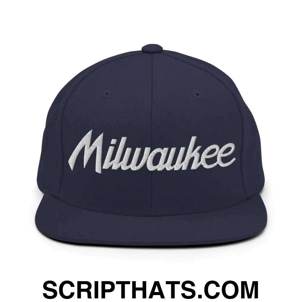 Milwaukee Script Snapback Hat Navy