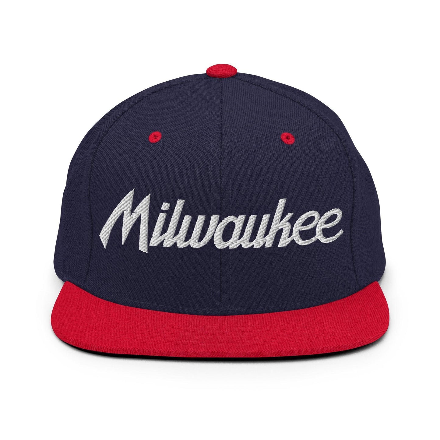 Milwaukee Script Snapback Hat Navy Red