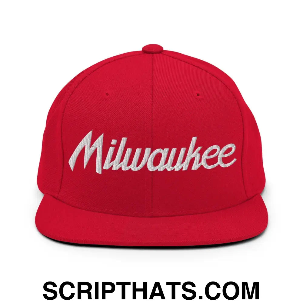 Milwaukee Script Snapback Hat Red