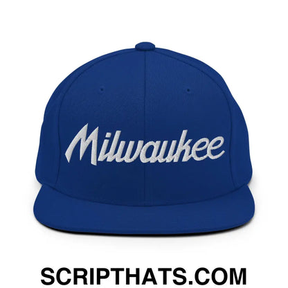 Milwaukee Script Snapback Hat Royal Blue