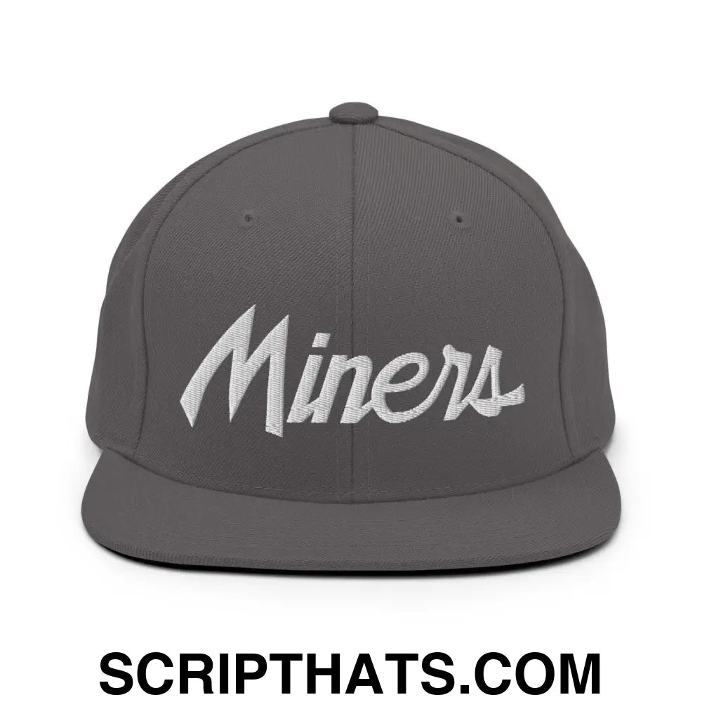 Miners School Mascot Script Snapback Hat Dark Grey