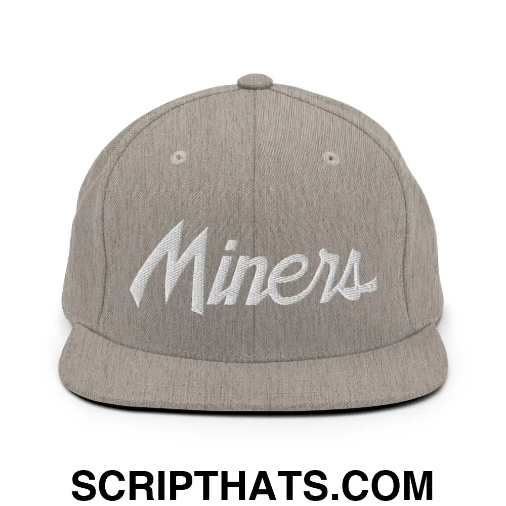 Miners School Mascot Script Snapback Hat Heather Grey