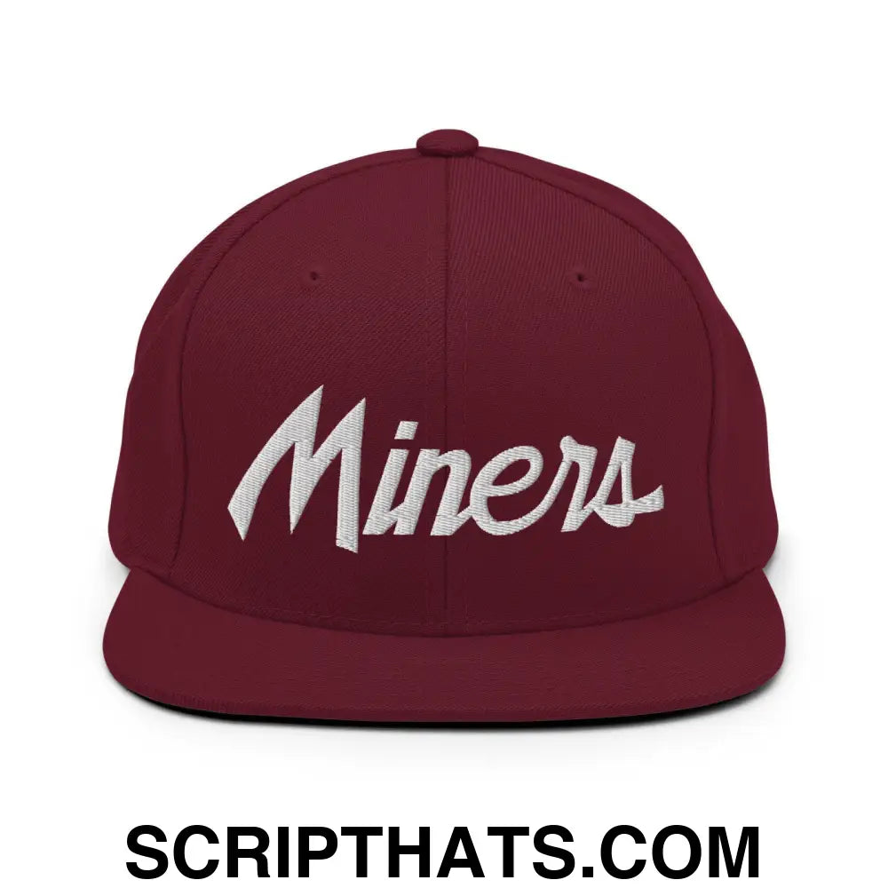 Miners School Mascot Script Snapback Hat Maroon